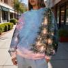 Women's Christmas Print Crewneck Sweatshirt, Lightweight Casual Trendy Pullover for Holiday Wear