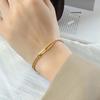 Christmas Geometric Double-Layer Chain Bracelet: Women's 18K Gold-Plated Titanium Steel Rectangular Openwork Design (E179)