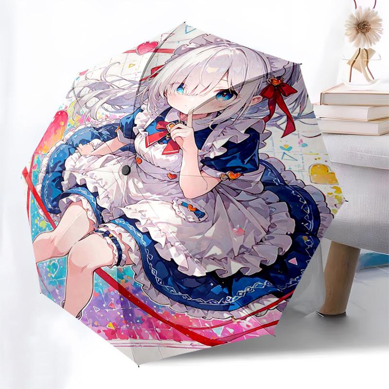 1pc Anime Character Outdoor Umbrella - Automatic Opening/Closing, Portable 3-Fold Design, 8-Bone Iron Frame, Perfect Gift for Fans, Travelers, Da