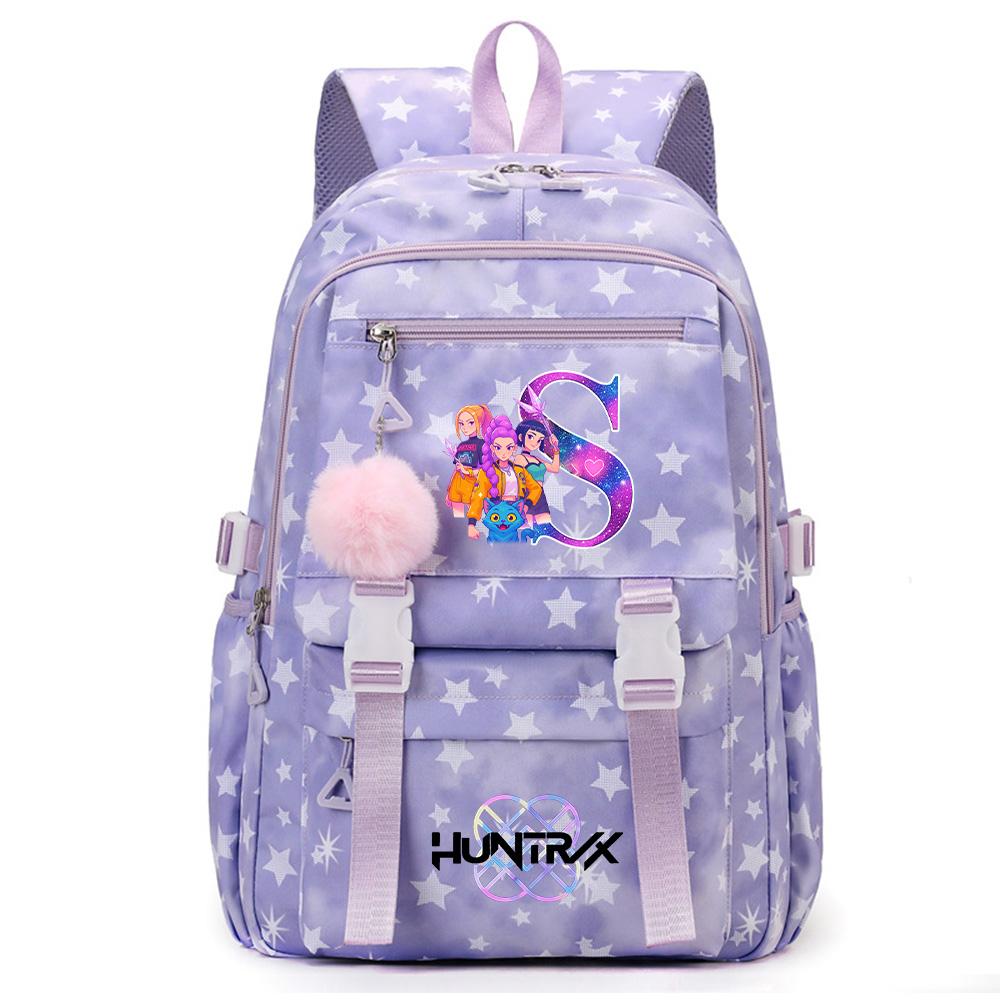 Cute 26 English Letters Printed Backpack for Teenager Student Girl Boy Bookbag Schoolbag Large Capacity Waterproof Travel Bag Gift Rucksak