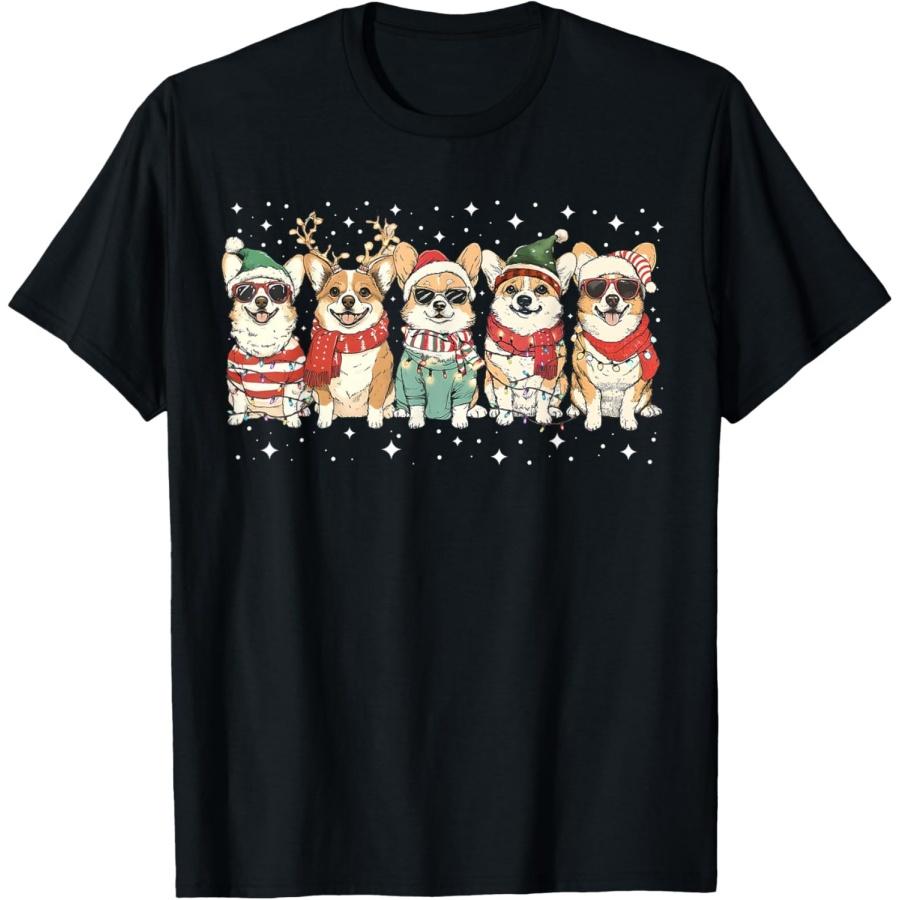 

Corgi Santa Christmas Lights Xmas PJ Dog Lover Merry Corgmas T-Shirt for Men Women Kids XXXXXL чёрный