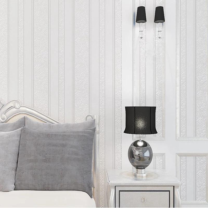 Moderne Europäische Stil 3D Geprägte Vliestapetenrolle Gestreift für Wohnzimmer Schlafzimmer Hintergrund Tapete Heimdekoration