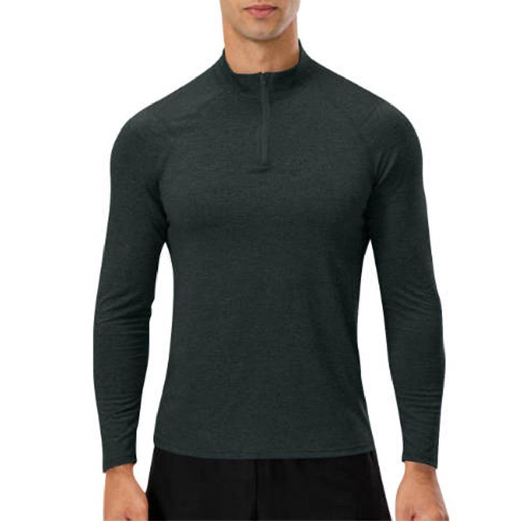 Men's /Winter Fitness Long Sleeve Quick,Dry Running Training Top Half,Zip Slim Fit Hooded Sweatshirt