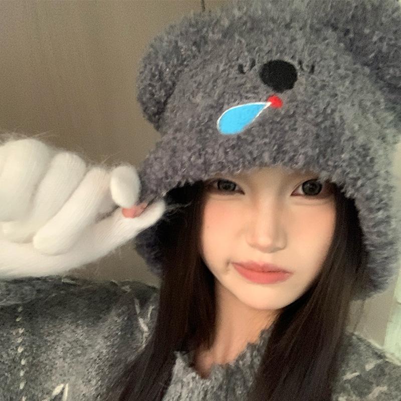 

Цветы и Меньше Чжао Чжаои Серая Шерстяная Шапка Женская Осенне-Зимняя Теплая Защита Ушей Маленькая Шапка-Баотю one size fits all