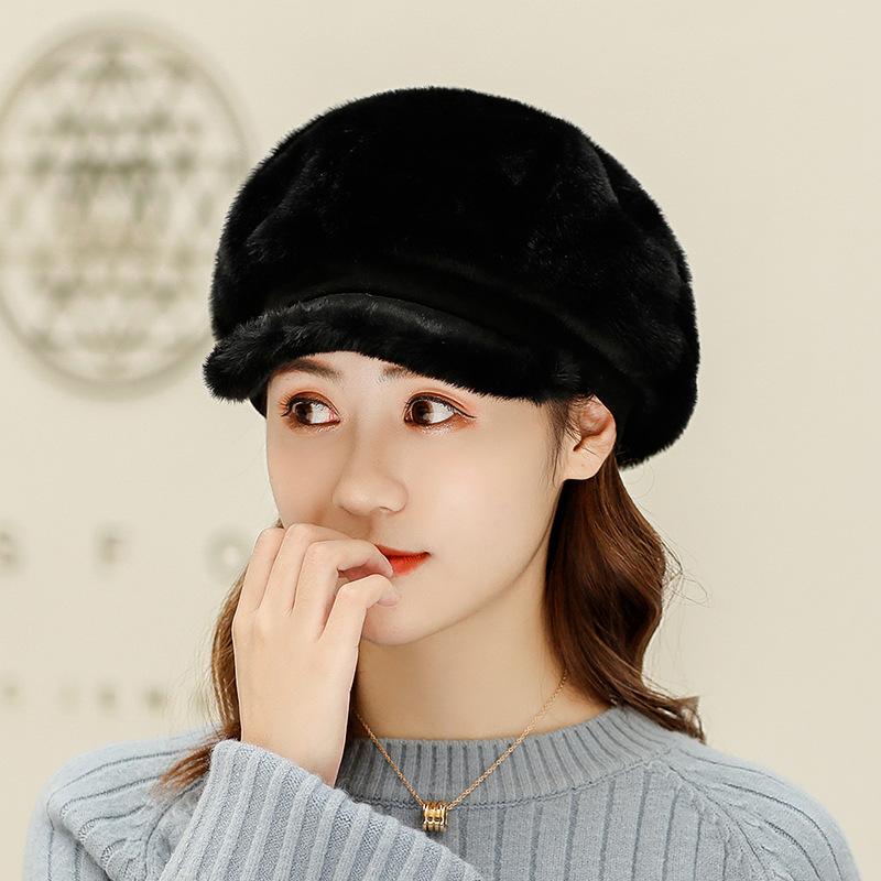 Autumn and Winter Plush Fashionable Women's Beret Outdoor Warm and Casual Duck Tongue Hat