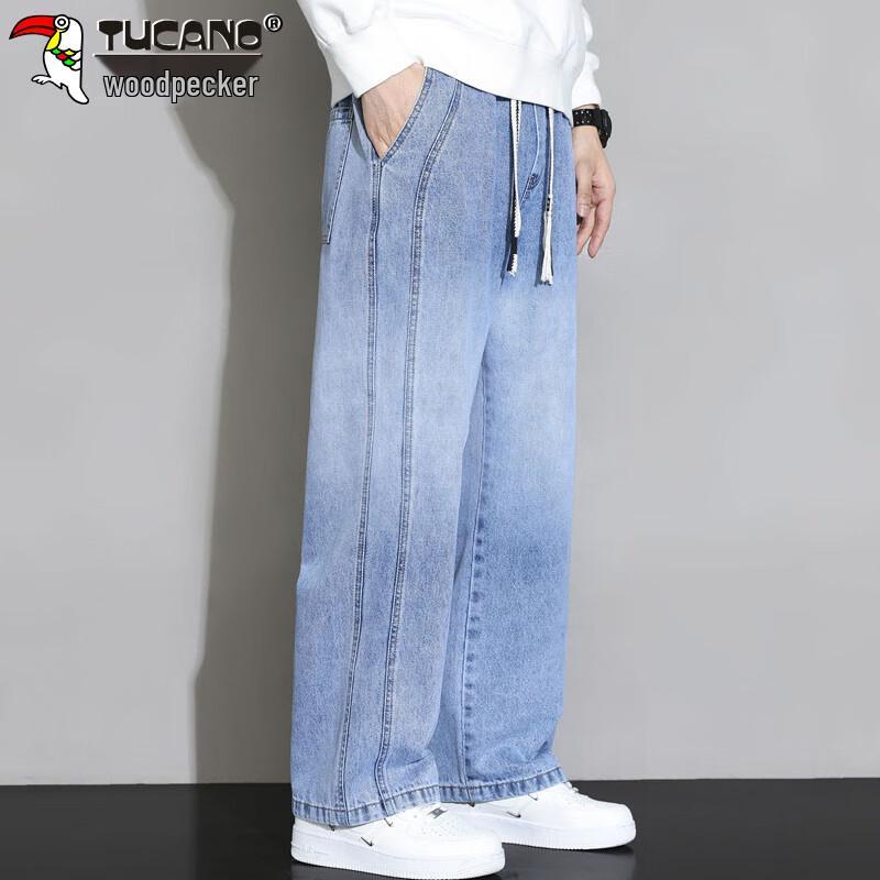 TUCANO Men's Loose Straight Leg Stretch Denim Jeans