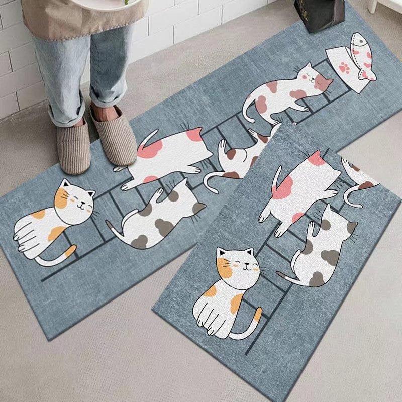 Cute Animal Kitchen Floor Mat - Absorbent & Anti-Slip Long Carpet for Home Entrance