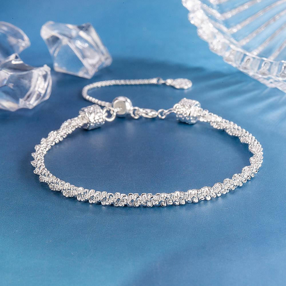 Real Money 925 Sterling Silver Shinning Pull-out Adjustable Chain Bracelet For Women Men Homme Wedding Party Jewelry Gift