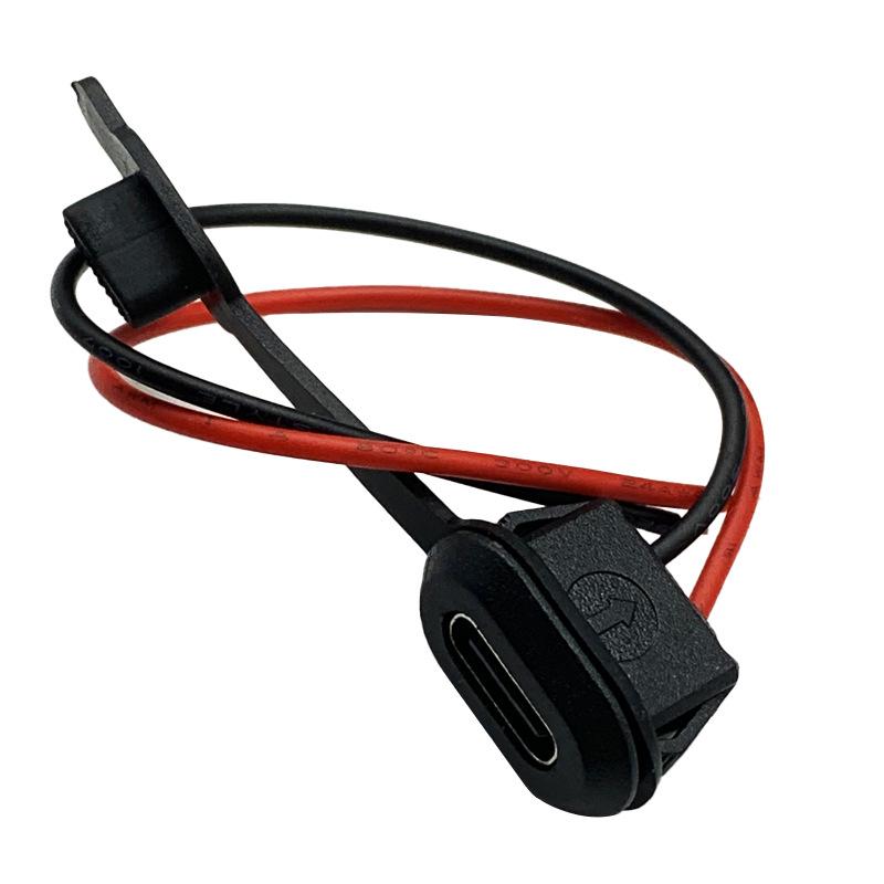 Type-C Female Socket with Cable, 3A Current, DIY Repair Desk Lamp Toy Charging Port, Waterproof USB Socket.