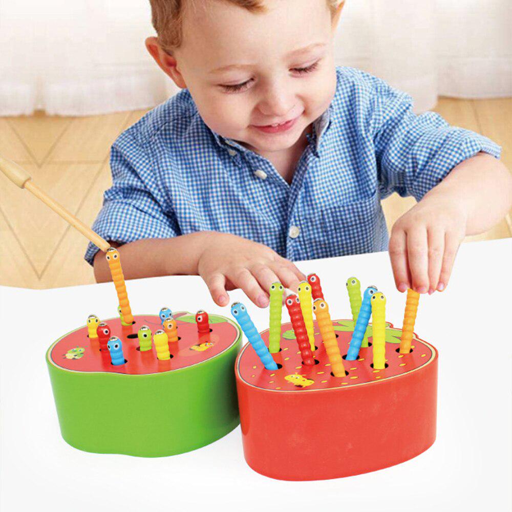 Children Catch Worms Game Magnetic Designer Kids Learning Wooden Blocks Wooden Toys For Children Early Educational Toy Boys Toys