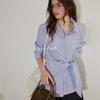 Design striped strap shirt women's spring and summer new temperament versatile long-sleeved top