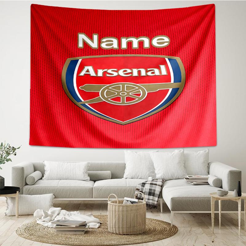 Custom Name Arsenal F.C Print Tapestry, Backdrop, Easy Setup, Ideal for Bedroom, Office & Living Room, with Aesthetic Wall Hanging Decor.