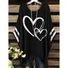 Elegantes Bohemian Chic Übergroßes Einfaches Retro Liebesdruck Druck Damen T-Shirt Asymmetrischer Saum Rundhalsausschnitt Vielseitige Damenbekleidung