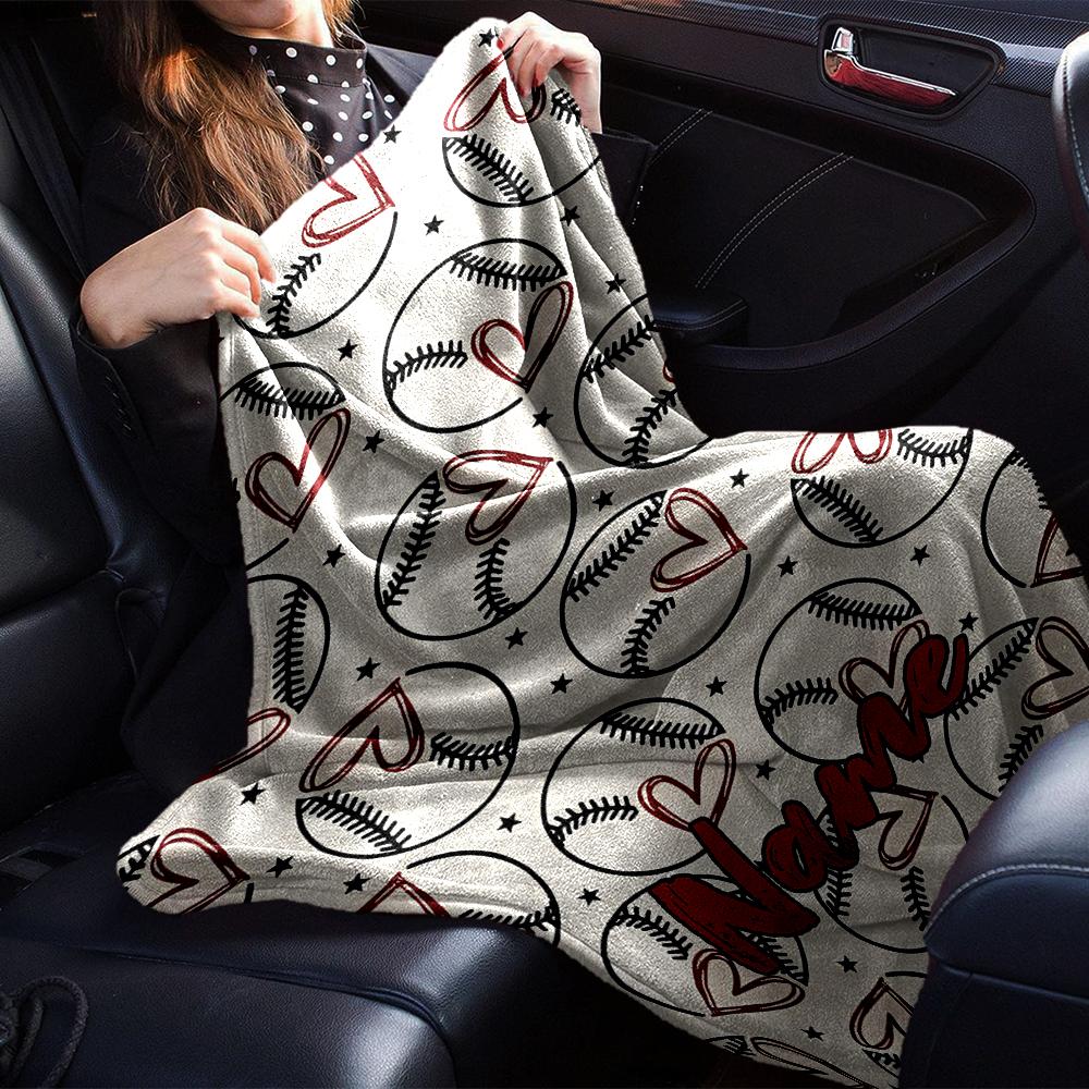 Custom Name Baseball Theme Printed Blanket - Perfect for Couch, Bed, Travel & Outdoor Use | Machine Washable, Cozy & Durable.