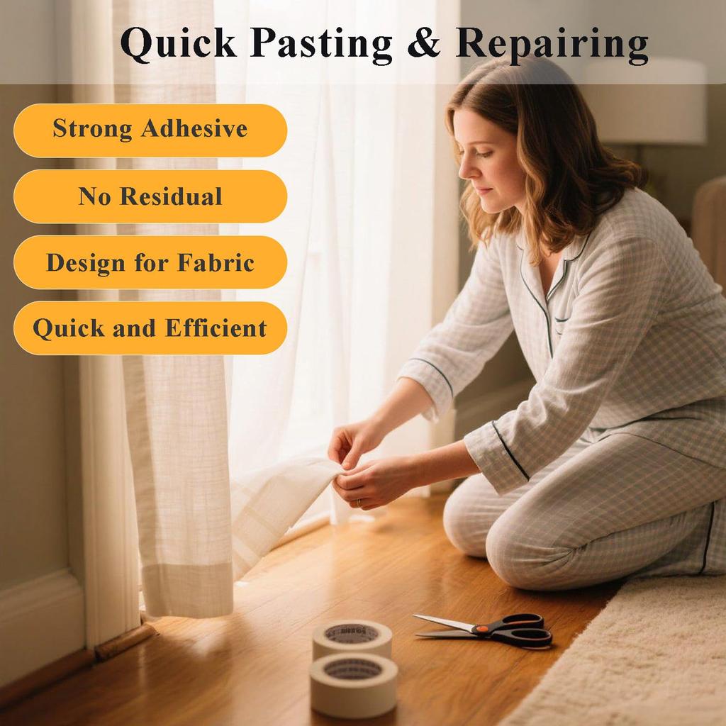 1Roll Melt Double Sided Tape Super Sticky Adhesive Clothing Fabric Seamless Seamless Iron Heating Household Repair of Various