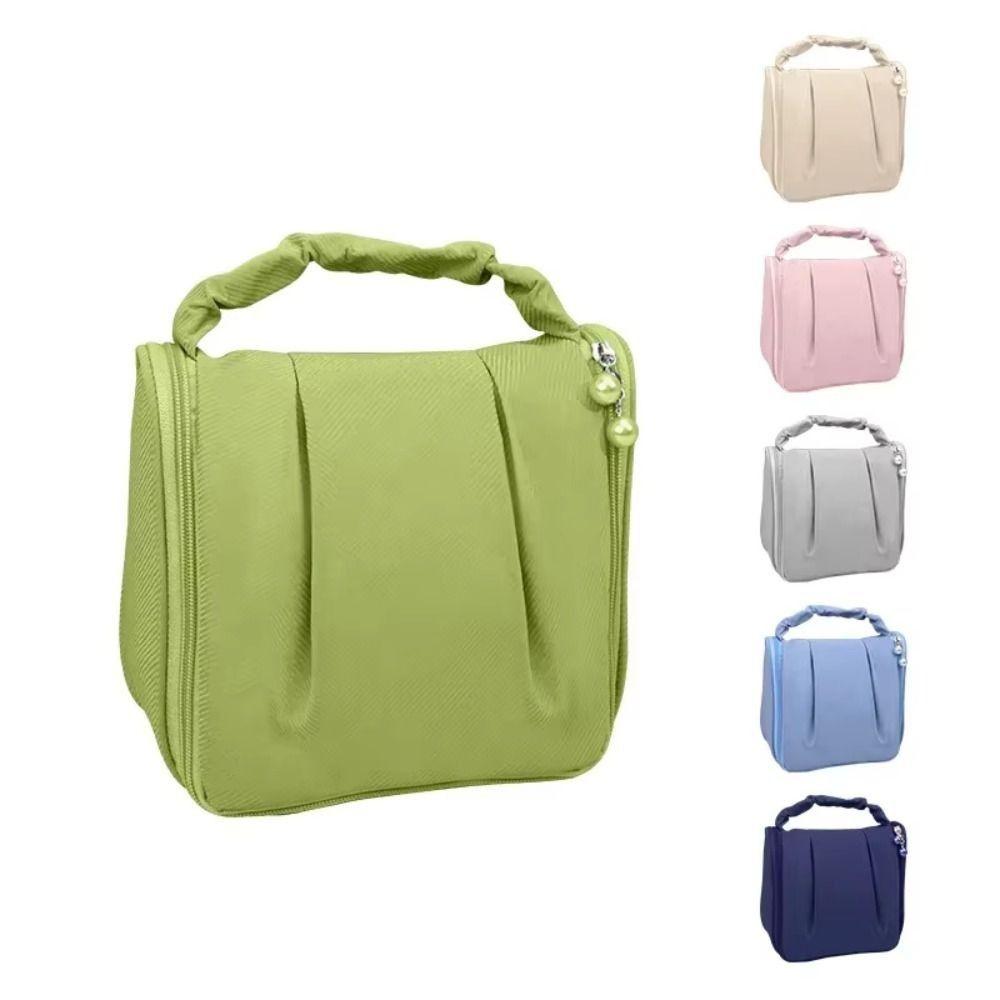 

Solid Color Makeup Case Pouch Large Capacity Wash Handbag for Outdoor Traveling зелений
