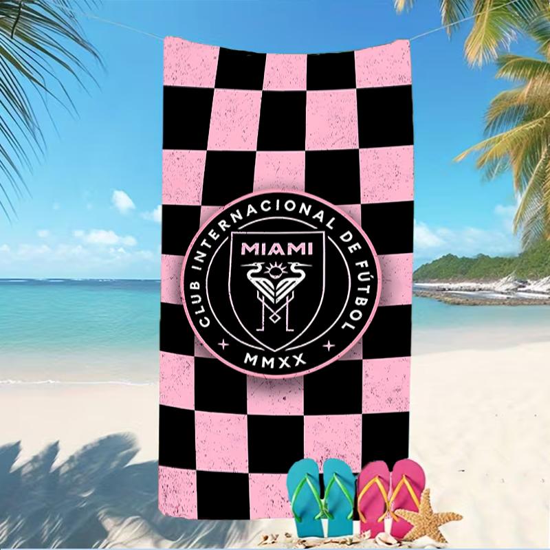 Beach Towel with Inter Miami CF Pattern - soft,absorbent,machine washable Lightweight&Modern,swimming,Travel Essentials