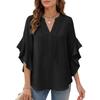 Womens Spring Tops Summer Shirts for Women Dressy Tops for Women Womens Summer T Shirts Casual Blouse V Neck Ruffle Sleeve