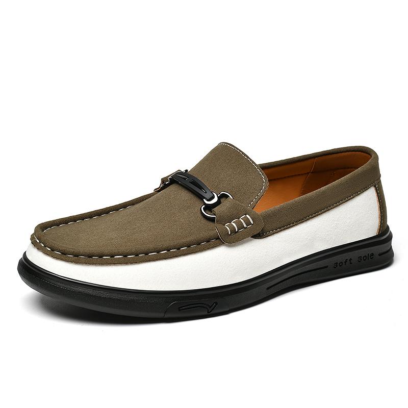 

Модные Элегантные Замшевые Мужские Лоферы Удобная Повседневная Кожаная Обувь для Мужчин Ручной Работы Мужские Слипоны Мокасины Обувь для Вождения 38 хаки