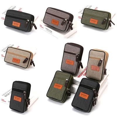 Nylon Colth Mobile Phone Bags Horizontal Style Mobile Phone Purse Belt Waist Bag  Outdoor