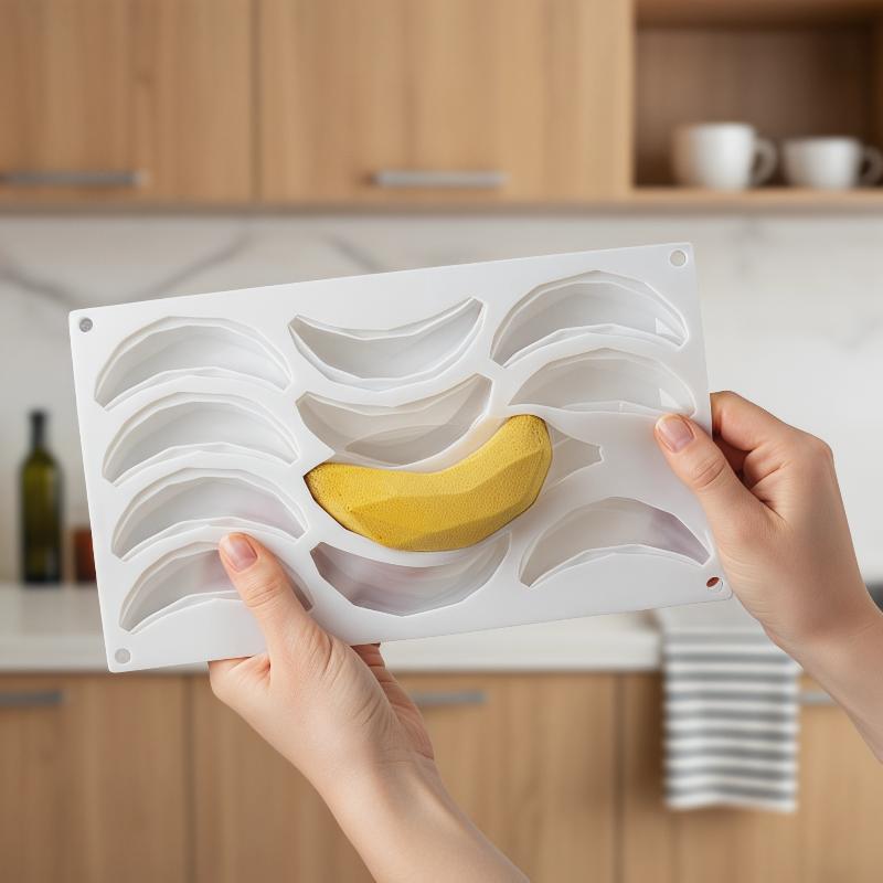 6/12 Cavity Baking Silicone Mold Food Grade Non-Stick for DIY Banana Mousse Cake Pudding Dessert Holiday Pastry Making