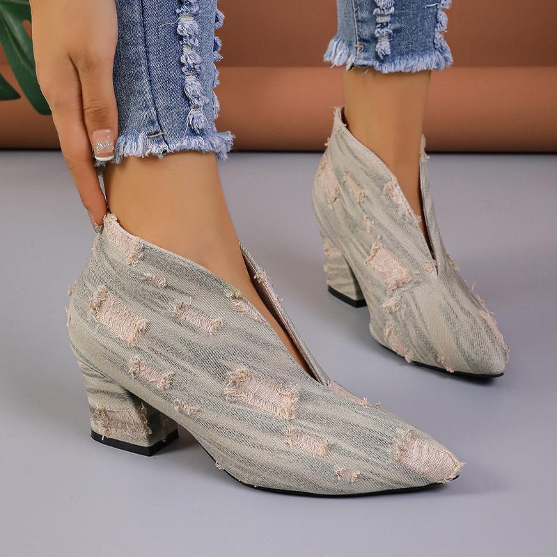 Cowboy Women Chunky Shoes Designer Pointed Toe High Heels Snow Boots 2024 Trend Winter New Goth Boots Pumps Sexy Woman Shoes