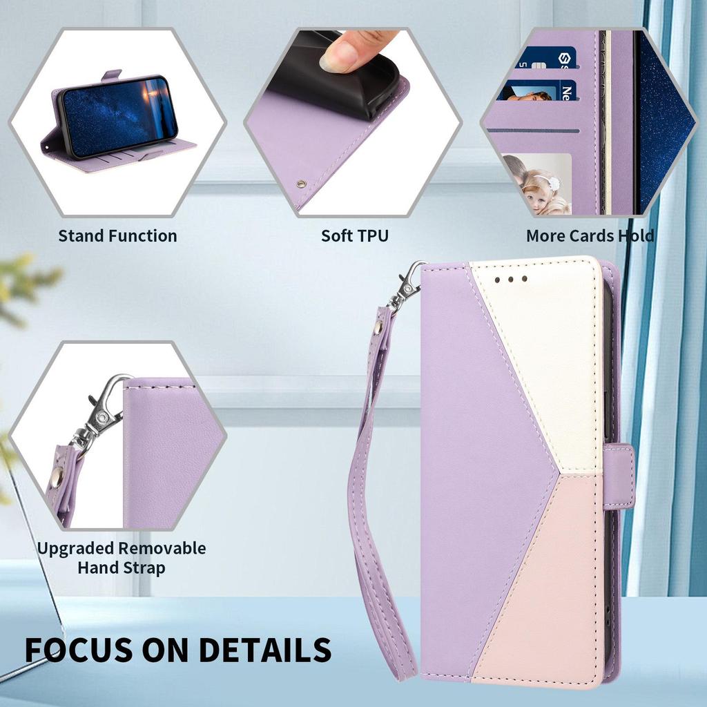 Cubot P80 Leather Case: Three-Color Patchwork Design with Contrast Card Slot for Max 5 5G Protection