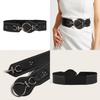 Fashion Color Solid Large Circular Buckle And Rivet Design Women Wide Waistband