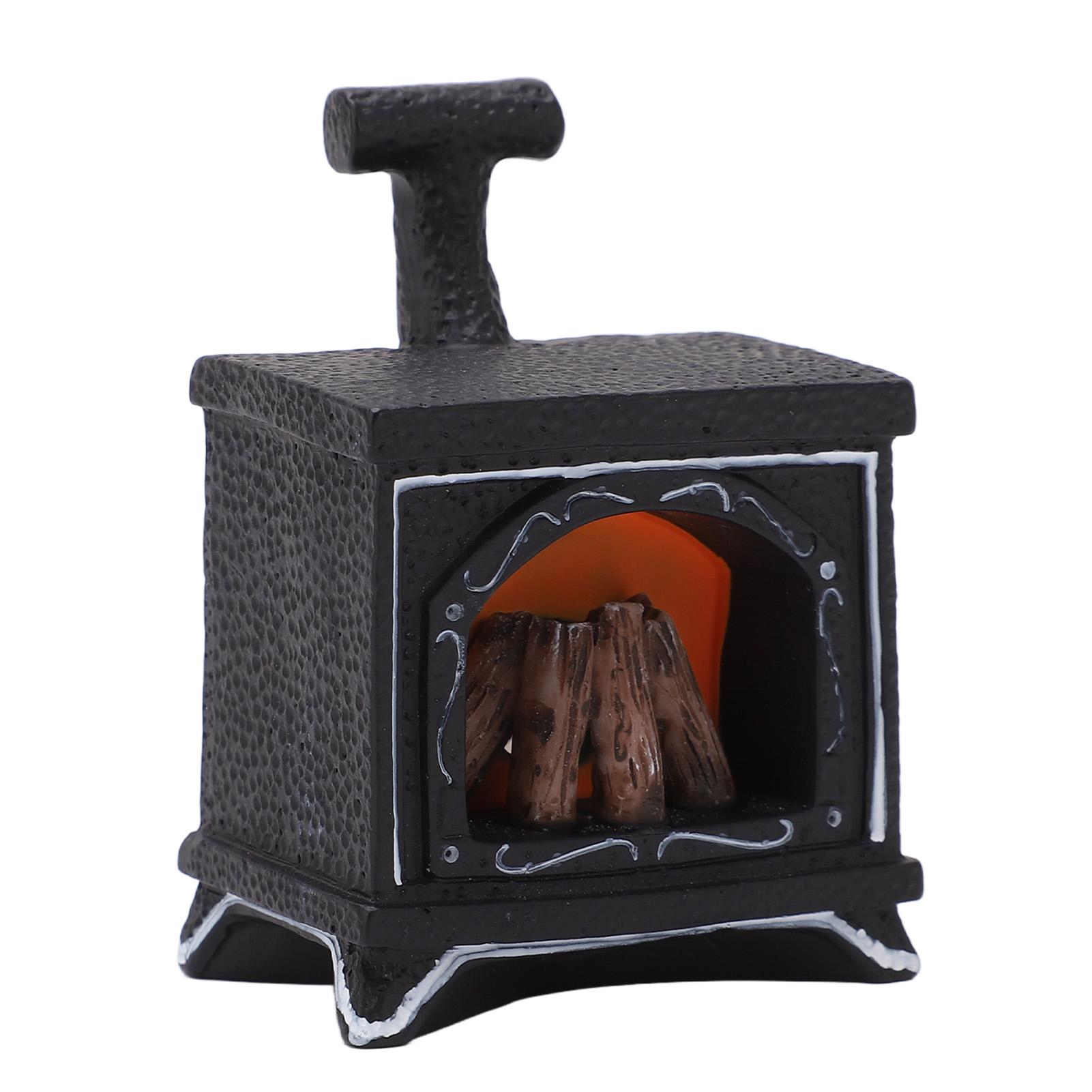 

Мініатюрна статуетка каміна з LED-підсвічуванням, що світиться, декоративний ліхтар з полімерної смоли, мініатюрна статуетка, прикраса для столу