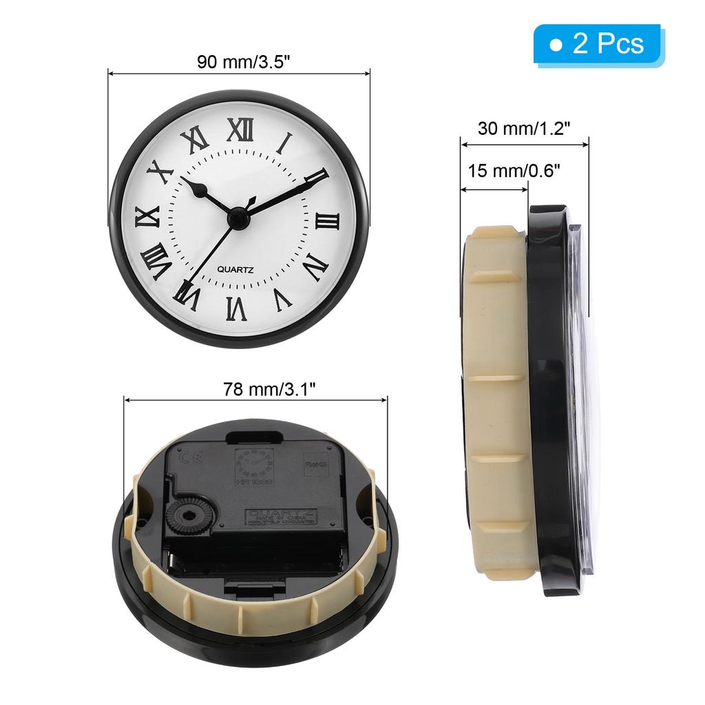 Uxcell Quartz Clock Insert Round Quartz Movement Miniature Clock Fit 78mm/61mmDiameter Hole for Replacement Home 1/2 Pcs