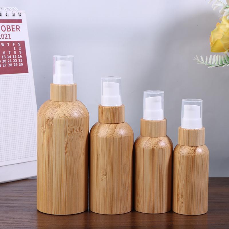 10–100ml Refillable Bamboo Lotion Bottle – Press-Type Container for Cream, Gel, Moisturizer, and Liquid Cosmetics