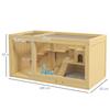 Small Animal Cage/gnawing Cage, Fir Wood, Including Accessories and Water Bottle, 100 X 50 X 50 Cm, Natural
