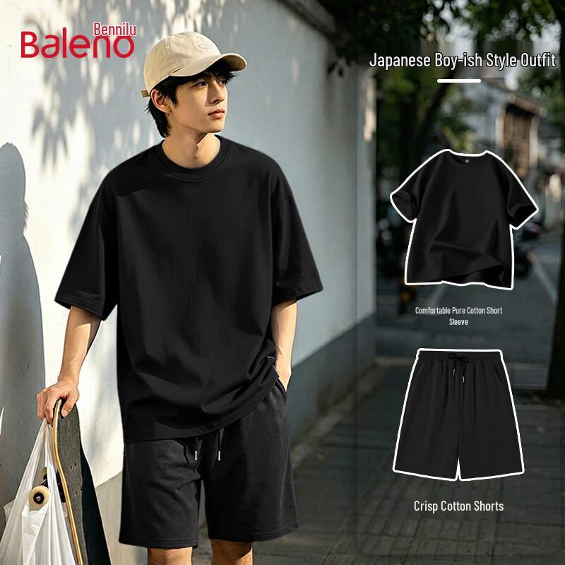 Baleno Men s Loose Fit Short Sleeve Shorts Summer Casual Set 2XL