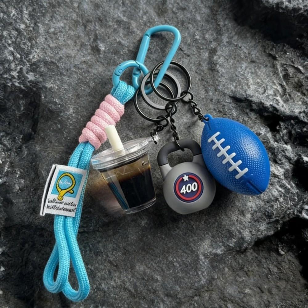 Dopamine Rugby Dumbbells Keyring Detachable Iced Americano Pendant Fitness Series Keychain Gifts
