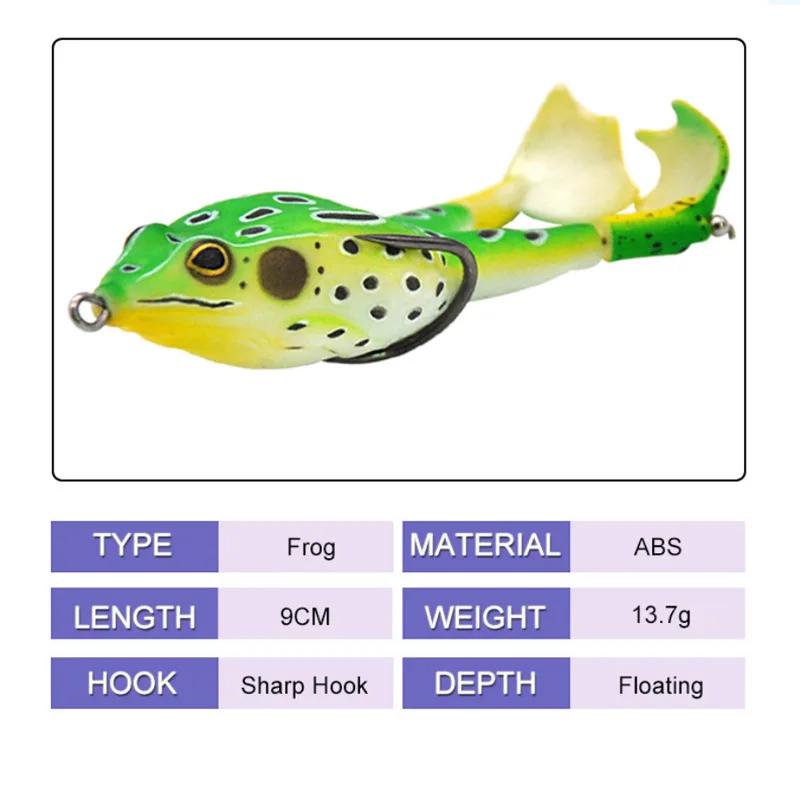 Froschköder, weicher Tubenköder aus Kunststoff mit Haken, Oberflächenköder mit weichen 3D-Augen, künstlicher, hängender Angelköder