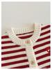 Korean Heart Stripe Family Sweater Set - Baby Romper & Knit Cardigan for Autumn/Winter