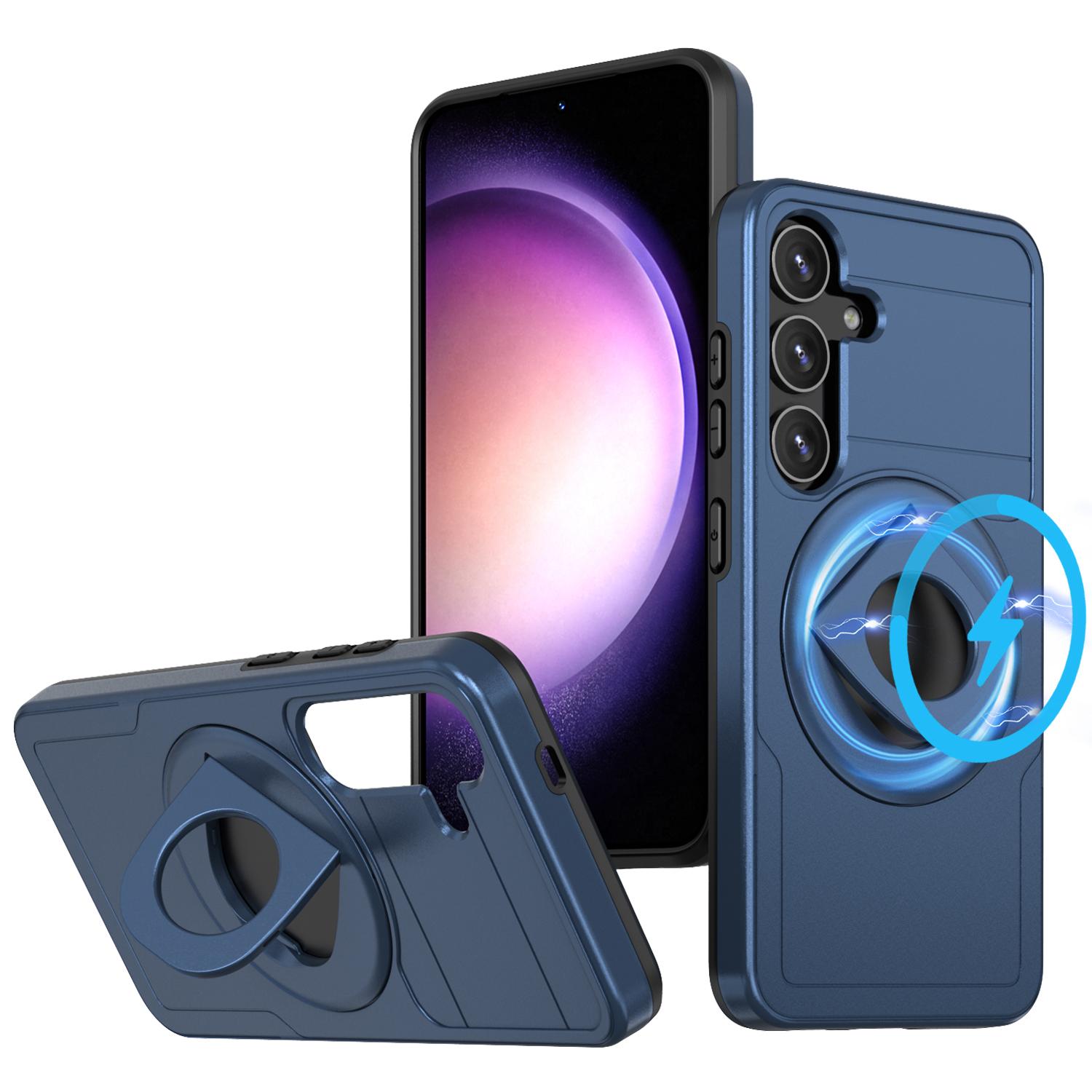 

Для Samsung Galaxy S25+/S24+ Магнитный чехол Кольцо-подставка PC+TPU Чехол для телефона Sapphire