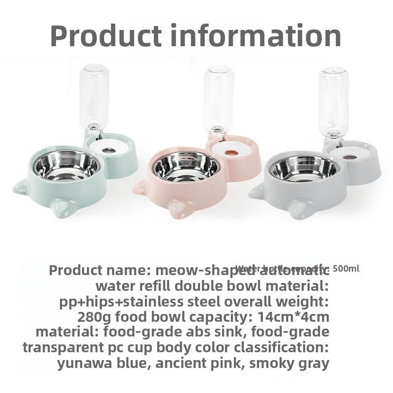 Dog Bowl Small and Medium Dog Food Basin Cat Bowl Automatic Cat Water Drinker Rice Basin Stainless Steel Double Bowl Pet Supplies