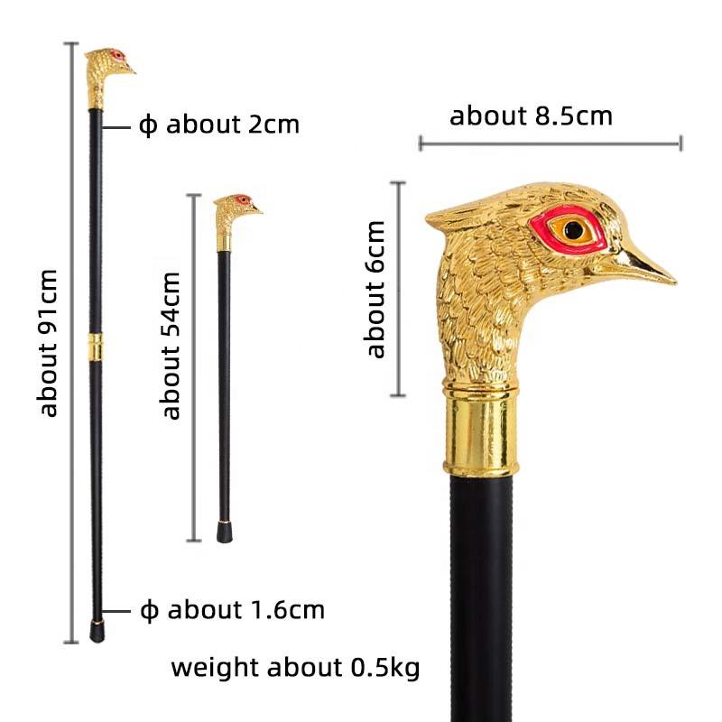 Golden Bird Head Red Eye Fashion Walking Stick Decorative Vampire Cospaly Party Walking Cane Halloween Wand