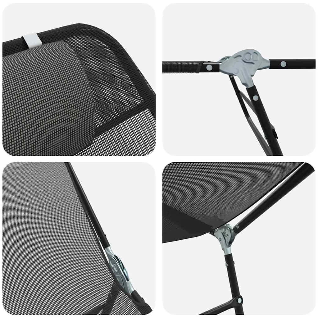 Folding Sun Lounger Black 182 X 55 X 85.5 Cm Textilene
