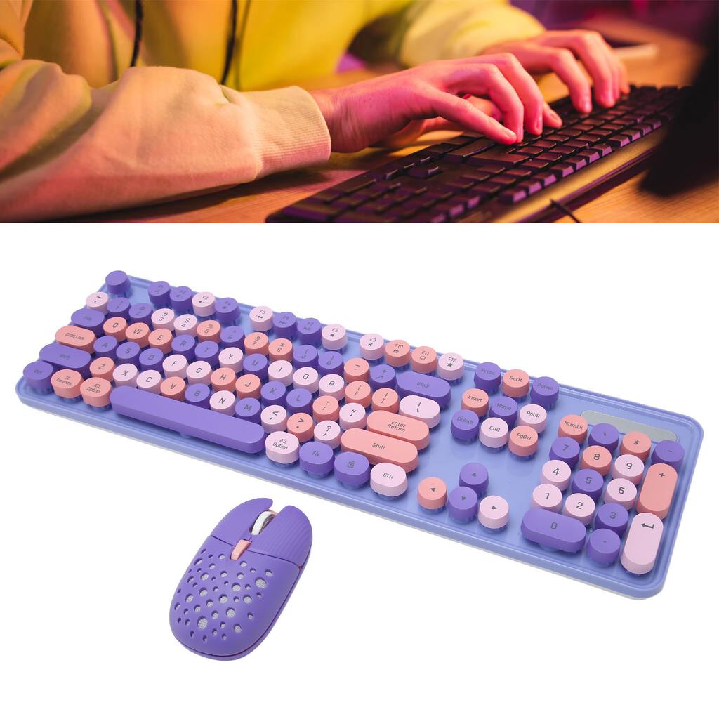 Wireless Keyboard and Mouse Combo 2.4G Wireless Mode sy Operate Retro Punk Keyboard with 3 DPI Gaming Mouse