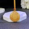 Gold Fu Character Pendant Necklace: Ancient Style, Braided Rope, Five Blessings Design