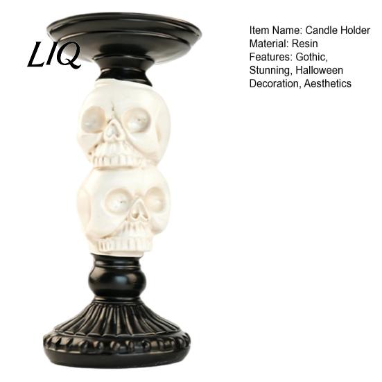 Resin Crow Candle Holder Halloween Candlestick Decoration, Gothic Raven Skull Holder, Spooky Taper Stand for Tabletop Home Decor Stable Flat Top