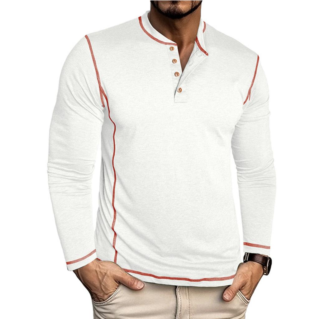 Men's Long Sleeve Shirt Color Block Casual T-Shirt Basic Undershirt