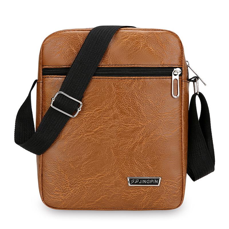 

Новая деловая мужская сумка для поездок, из мягкой ПУ кожи, простая однотонная сумка-джокер через плечо, многослойная, большой вместимости, текстурная сумка-мессенджер