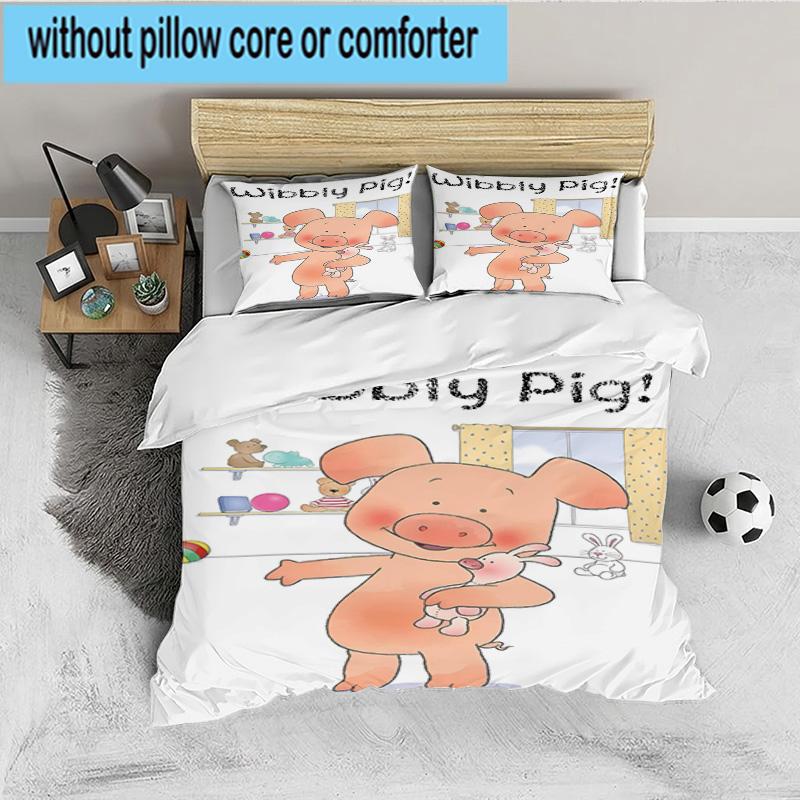 Wibbly Pig Adventure 3PCS Bedding set,Ideal for 1pc Duvet Cover And 2pcs Pillowcases Perfect for Fan gift,Ideal for Bedroom, Dormitory