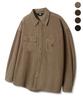 TRILLION Leather Patch Corduroy Work Shirt_4Color