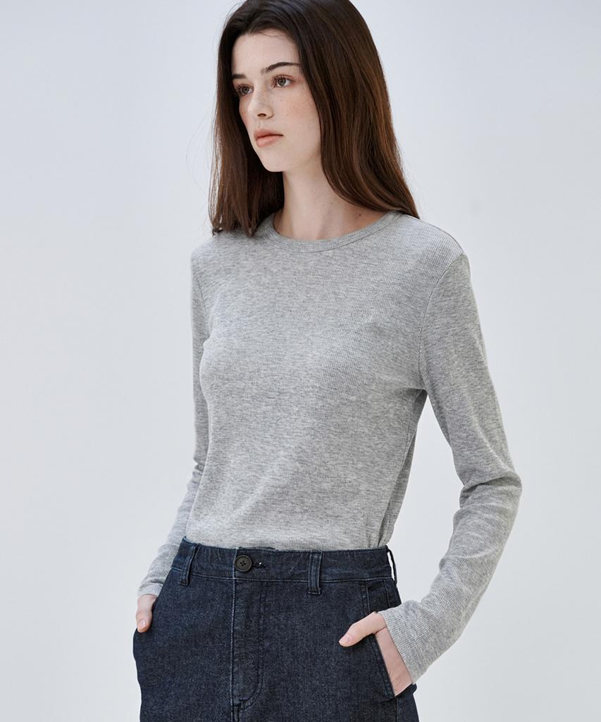 MALOUPE 5116 Ribbed Slim T-Shirt (Gray)