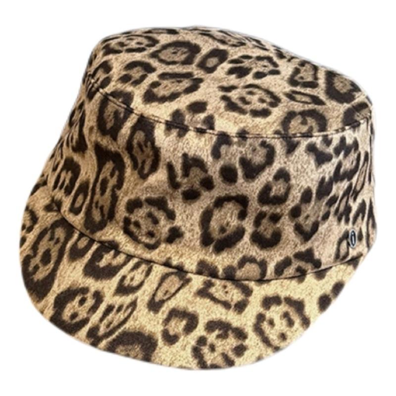 

Winter Autumn Soft Stretchable Leopard Pattern Beret Cap Breathable Faux Suedes Unisex Fashion Headwear бежевий