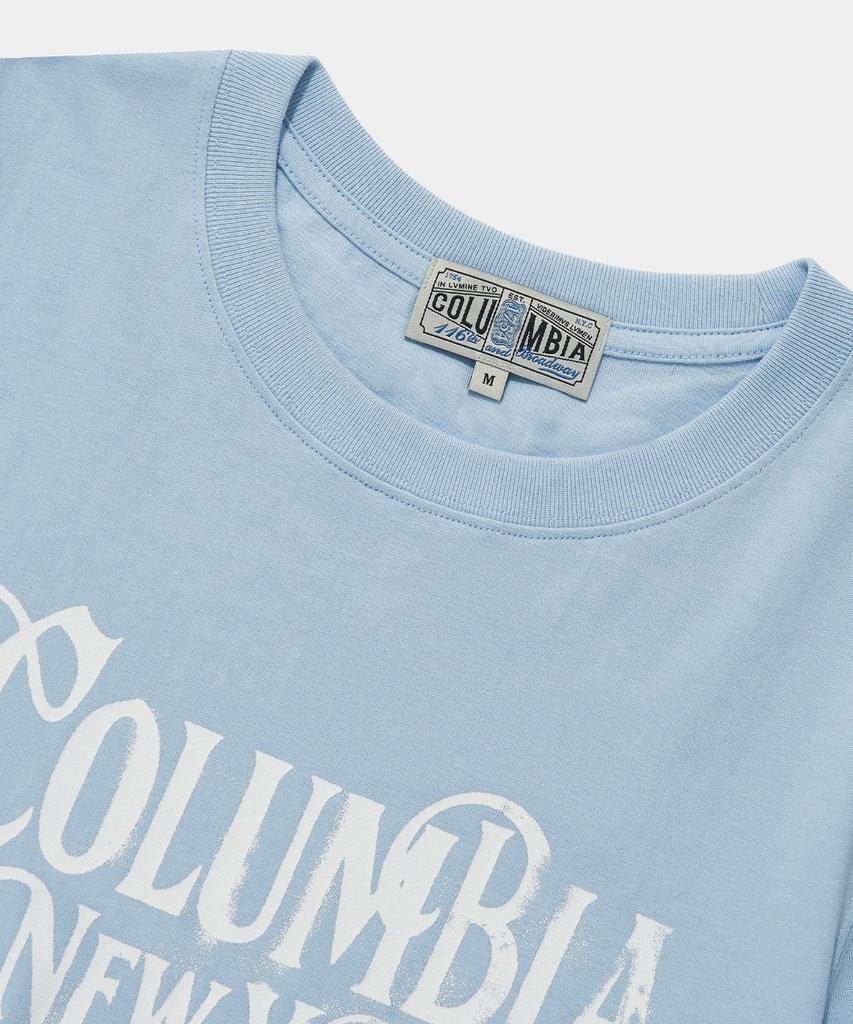 COLUMBIA UNIVERSITY Uni Women Curved Slim-Fit S/S T-Shirts_Light Blue
